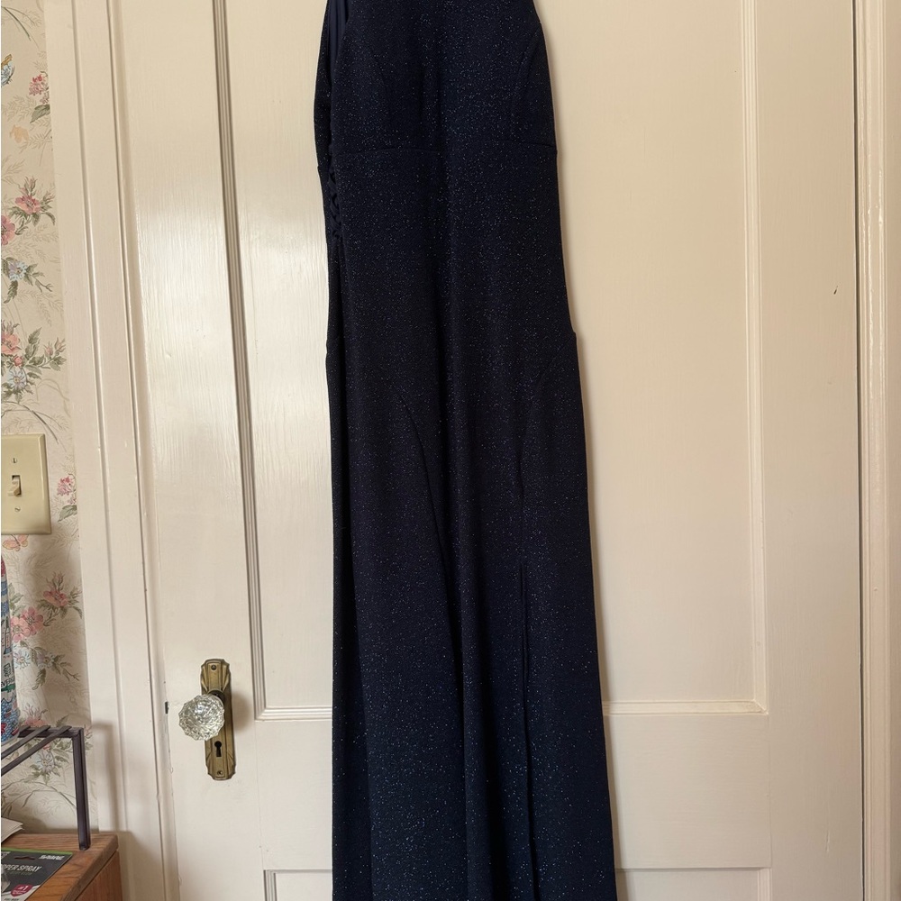 Honey and Rosie Navy Blue Glitter Prom Dress